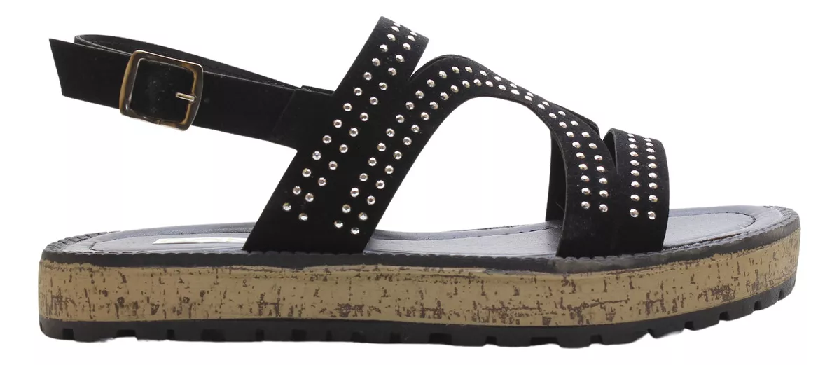 Sandalia Plataforma Baja Dama Mujer Strass Comoda 600 Carg